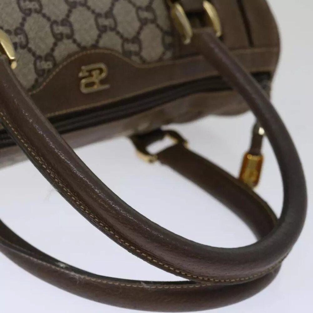 GUCCI GG PLUS Canvas Hand Bag PVC Beige Brown - Picture 4 of 7